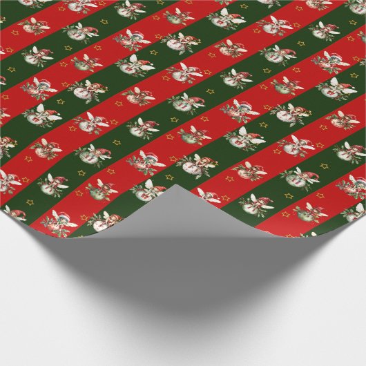 Schattigee feeën op kerstversiering cadeaupapier (Hoek)