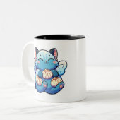Schattigee feeënkat met dumplings tweekleurige koffiemok (Voorkant links)