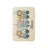 Schattigee feestbeesten op de trein gepersonalisee badmat (Voorkant Verticaal)