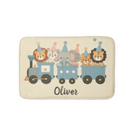 Schattigee feestbeesten op de trein gepersonalisee badmat