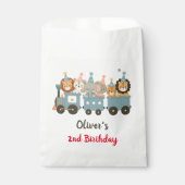 Schattigee feestbeesten op de trein gepersonalisee bedankzakje (Voorkant)