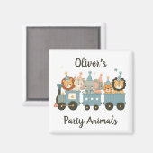 Schattigee feestbeesten op de trein gepersonalisee magneet (Voorkant / Achterkant)