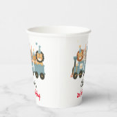 Schattigee feestbeesten op de trein gepersonalisee papieren bekers (Rechts)