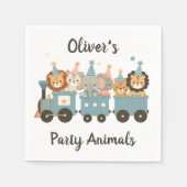 Schattigee feestbeesten op de trein gepersonalisee servet (Voorkant)