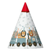 Schattigee feestbeesten op een charmante trein feesthoedjes (Achterkant)