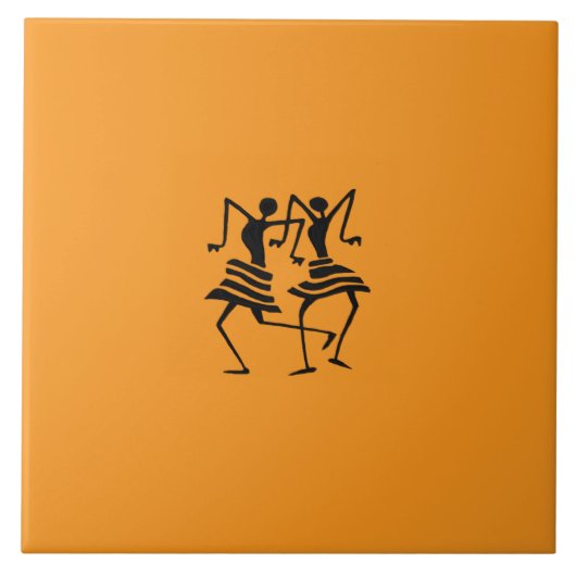 Schattigee feestdans Sinaasappel Tegeltje (Voorkant)