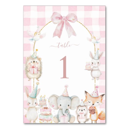 Schattigee feestdieren leuk om een 1e verjaardag r kaart (Achterkant)