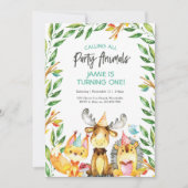 Schattigee feestdieren verjaardagsuitnodiging kaart (Voorkant)