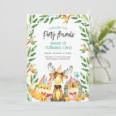 Schattigee feestdieren verjaardagsuitnodiging kaart (Staand voorkant)