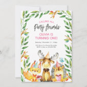 Schattigee feestdieren verjaardagsuitnodiging kaart (Voorkant)