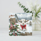 Schattigee Feestelijke Baby Geit op het Boerderij  Feestdagenkaart (Staand voorkant)