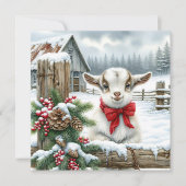 Schattigee Feestelijke Baby Geit op het Boerderij  Feestdagenkaart (Voorkant)