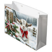 Schattigee Feestelijke Baby Geit op het Boerderij Groot Cadeauzakje (Voorkant Gekanteld)