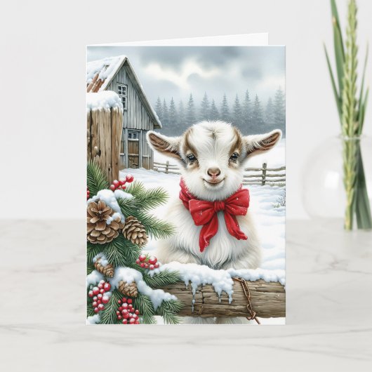 Schattigee Feestelijke Baby Geit op het Boerderij Kaart (Voorkant)