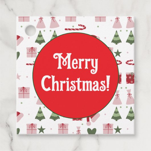 Schattigee feestelijke bewerkbare vrolijke kerst bedankjes labels (Voorkant)