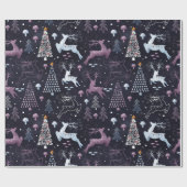 Schattigee feestelijke bosrijke rendieren kerst cadeaupapier (Vlak)