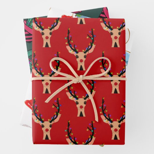 Schattigee feestelijke Christmas Character Illustr Inpakpapier Vel (In situ)