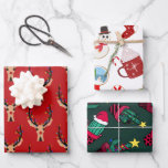 Schattigee feestelijke Christmas Character Illustr Inpakpapier Vel<br><div class="desc">Deze schattige en kunstzinnige illustratie is een prachtige afbeelding van een van de meest geliefde dieren van de vakantie. Het beschikt over een afdruk van een met de hand getekende zwart geschilderde bruine rendier met roze, blauwgroen, groen, blauw, geel, sinaasappel en paarse gloeiende kerstverlichting rond haar gewei. Een andere afdruk...</div>