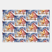 Schattigee Feestelijke Country Chickens Kerst Inpakpapier Vel (Voorkant 2)