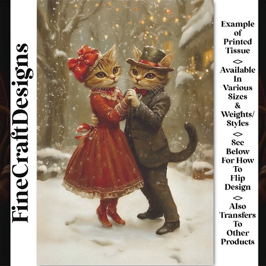 Schattigee feestelijke danskatten in Snow BX4 Deco Tissuepapier