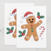 Schattigee Feestelijke Gingerbread Man Kerstkoekje Kaart (Voorkant / Achterkant)