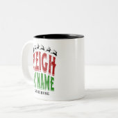 Schattigee feestelijke grappige slee mijn naam gep tweekleurige koffiemok (Voorkant links)