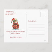 Schattigee Feestelijke Hamster in Santa Hat Christ Feestdagenkaart (Achterkant)