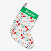 Schattigee feestelijke HONDENPOTEN gepersonaliseer Kleine Kerstsok (Voorkant (Hangend))