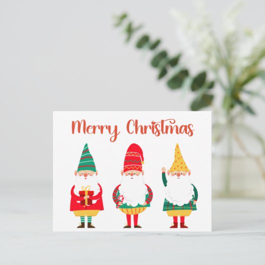 Schattigee feestelijke kabouters Vrolijk kerstfees Briefkaart (Staand voorkant)