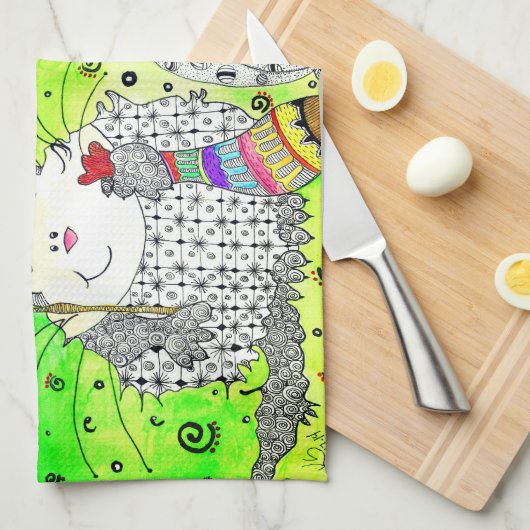 Schattigee feestelijke kerst Critters keukenhanddo Theedoek (Quarter Fold)