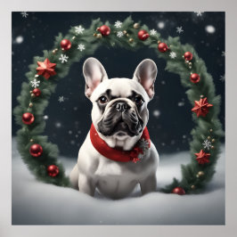 Schattigee Feestelijke Kerst Franse Bulldog met kr Poster