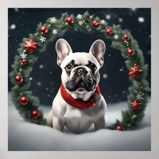 Schattigee Feestelijke Kerst Franse Bulldog met kr Poster (Voorkant)
