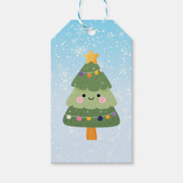 Schattigee feestelijke kerstboom cadeaulabel