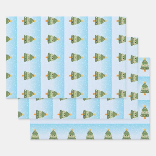 Schattigee feestelijke kerstboom inpakpapier vel (Set)