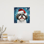 Schattigee Feestelijke Kerstmis Shih Tzu Hond met  Poster (Keuken)