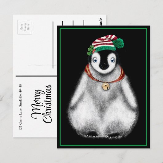 Schattigee feestelijke kerstpinguïn briefkaart (Voorkant / Achterkant)