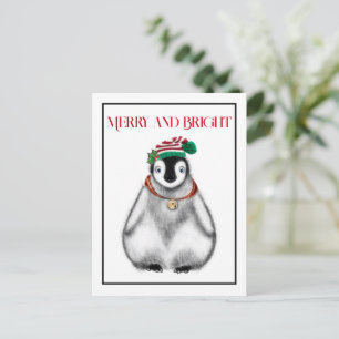 Schattigee feestelijke kerstpinguïn briefkaart