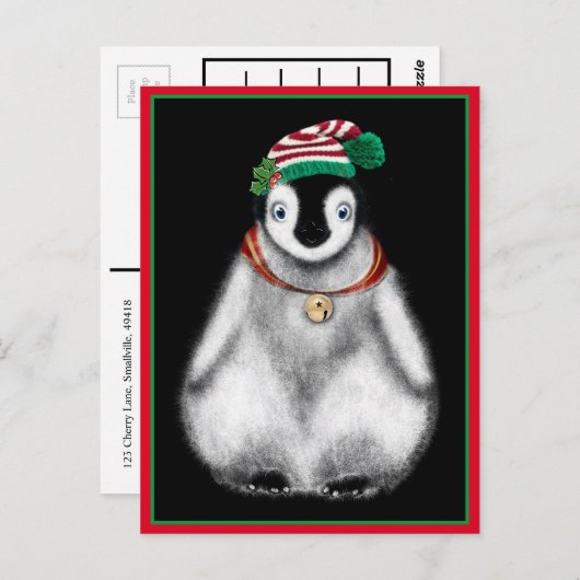 Schattigee feestelijke kerstpinguïn briefkaart (Voorkant / Achterkant)