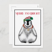 Schattigee feestelijke kerstpinguïn feestdagenkaart (Voorkant / Achterkant)