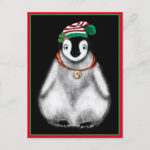 Schattigee feestelijke kerstpinguïn feestdagenkaart