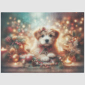Schattigee feestelijke kerstpuppy decoupage tissuepapier (Voorkant)