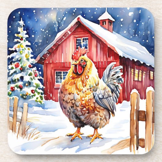 Schattigee feestelijke kipkerst bier onderzetter (Voorkant)