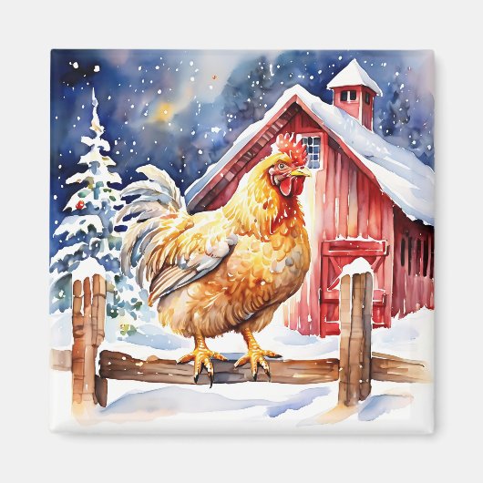 Schattigee feestelijke kipkerst magneet (Voorkant)