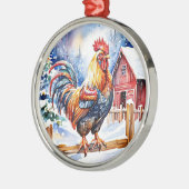 Schattigee feestelijke kipkerst metalen ornament (Links)