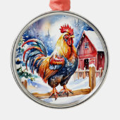 Schattigee feestelijke kipkerst metalen ornament (Voorkant)