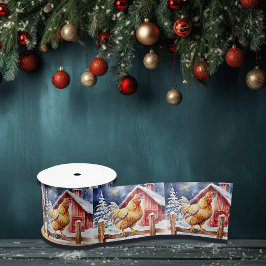 Schattigee feestelijke kipkerst satijnen lint