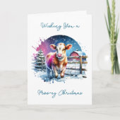 Schattigee feestelijke Koe Kaart gepersonaliseerde (Voorkant)