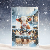 Schattigee feestelijke Koe kerst Medium Cadeauzakje