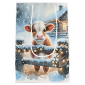 Schattigee feestelijke Koe kerst Medium Cadeauzakje (Achterkant)