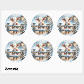 Schattigee feestelijke Koe kerst Ronde Sticker (Vel)